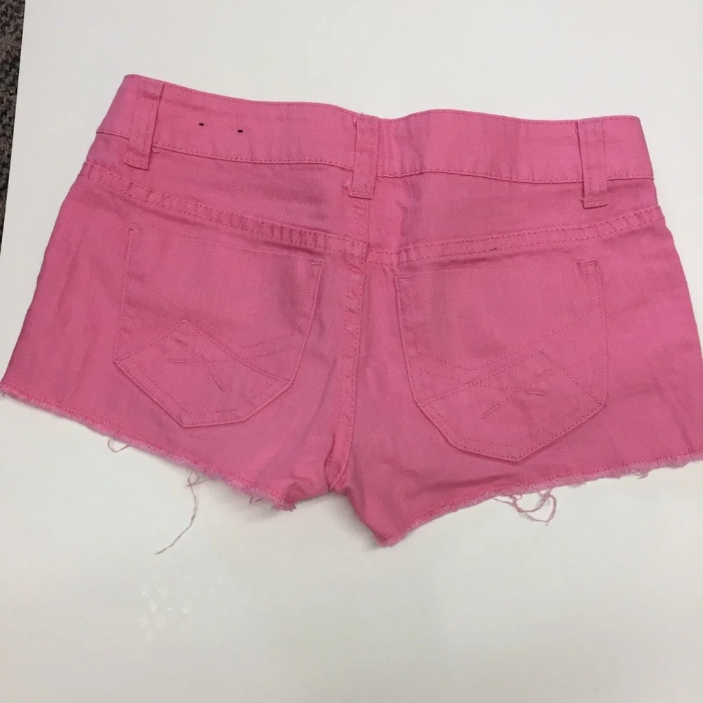 Bubblegum Pink Denim Raw Hem Jean Shorts Sz 7